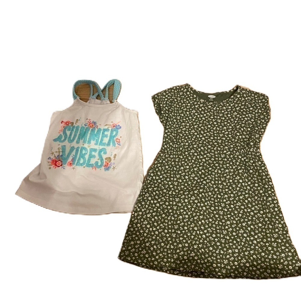 Tommy Bahama Summer Vibes Tank Top Sz 5 Old Navy Floral Green Dress Bundle Kids